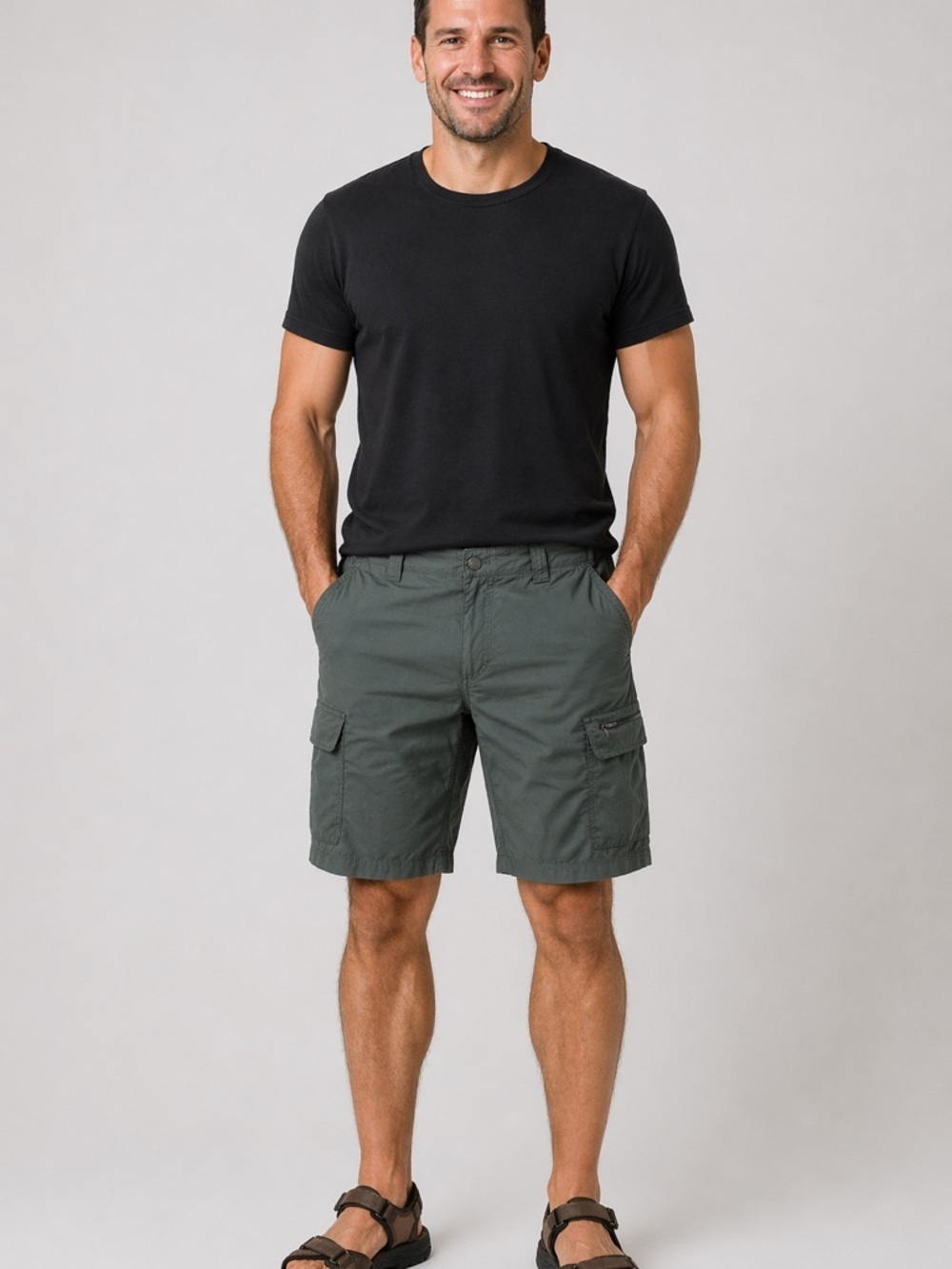 Columbia Mens 40 Green Nylon Cargo Shorts Outdoors Hiking Lightweight Packable